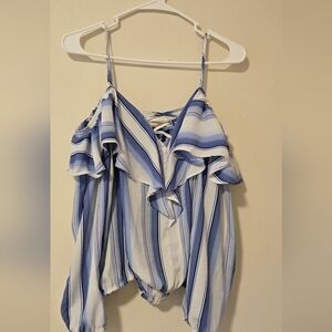 💥💥Blue and White Striped Halter Top